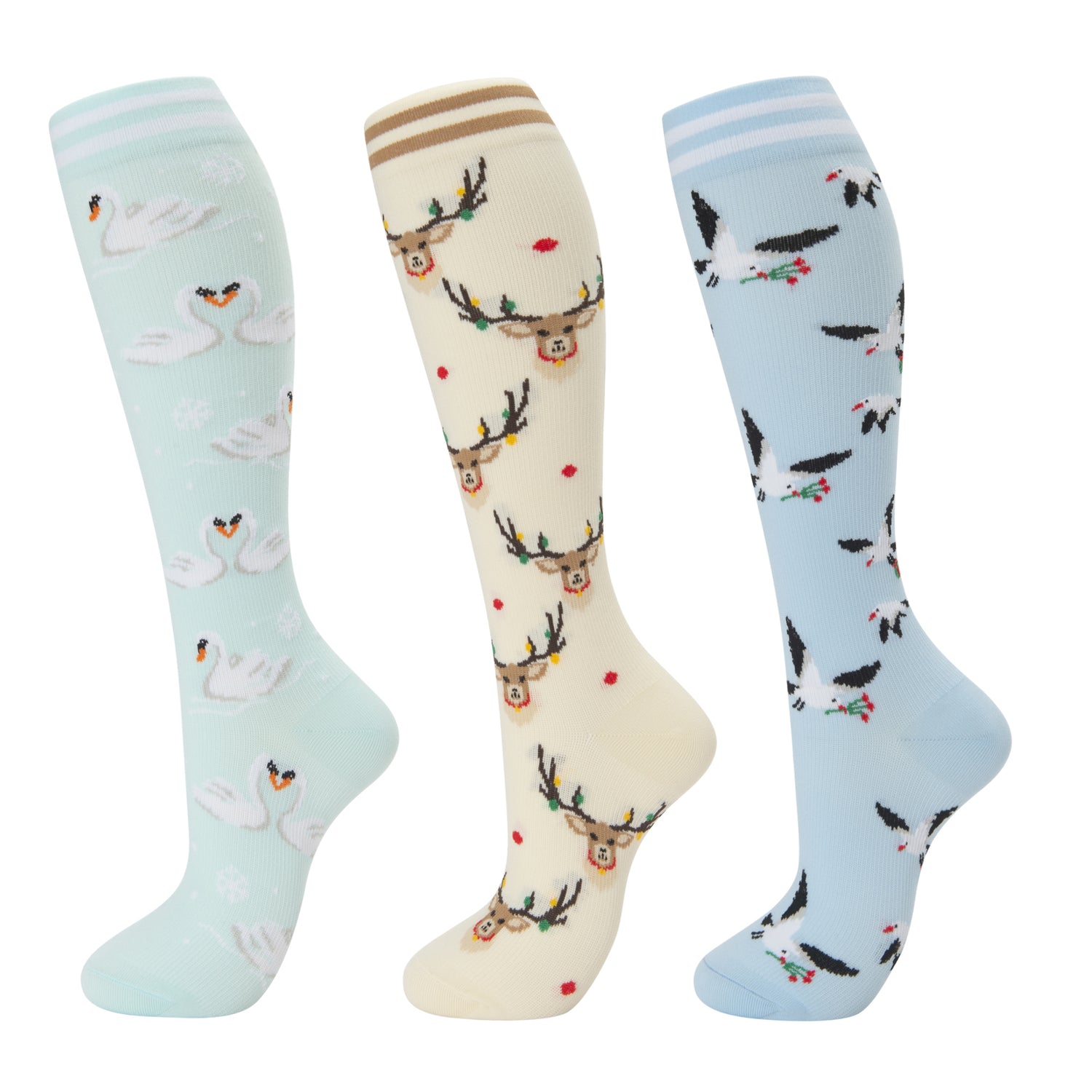 fenglaoda Compression Socks for Women Men 3 Pairs Christmas