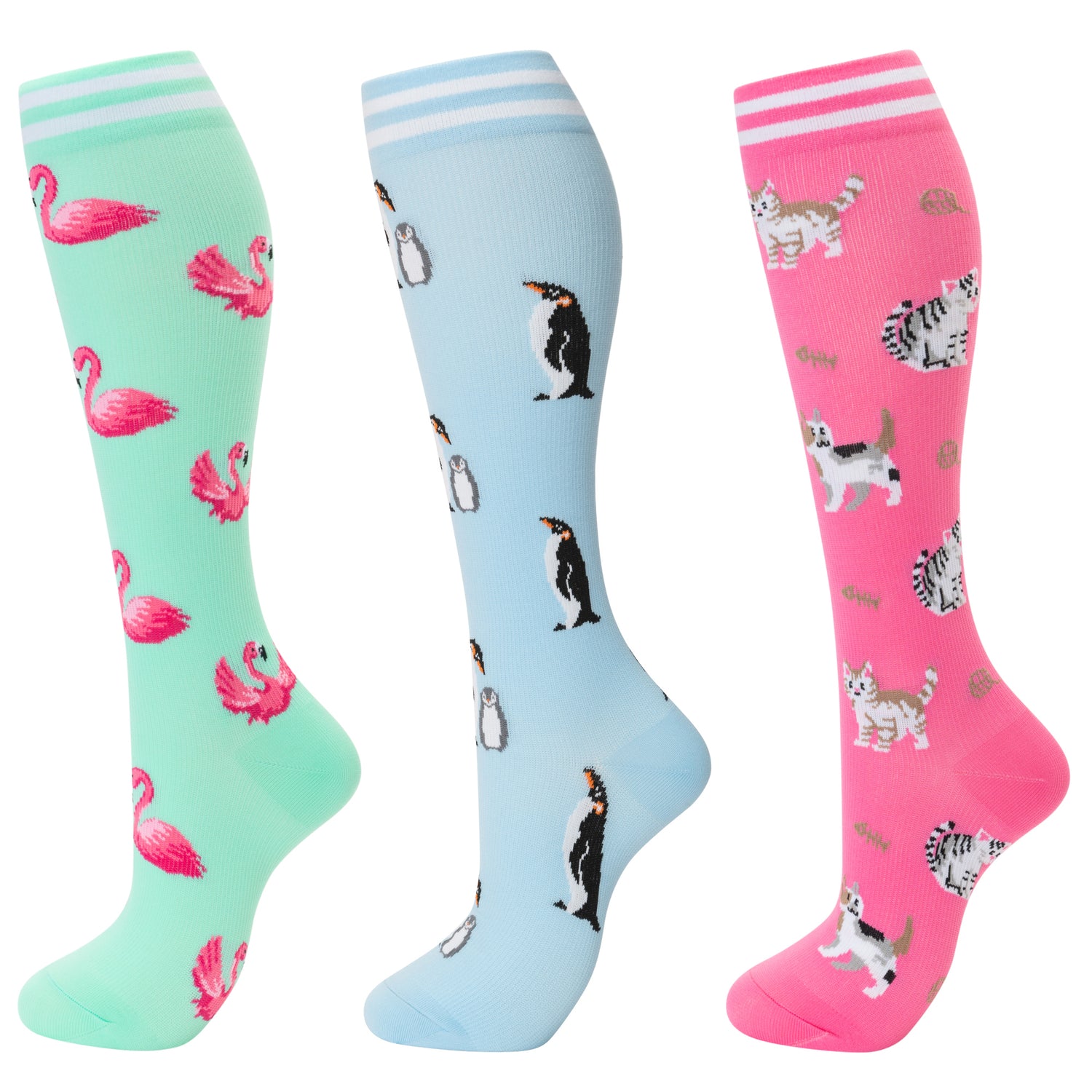 Calcetines de compresión fenglaoda para mujer con estampado animal, 3 pares