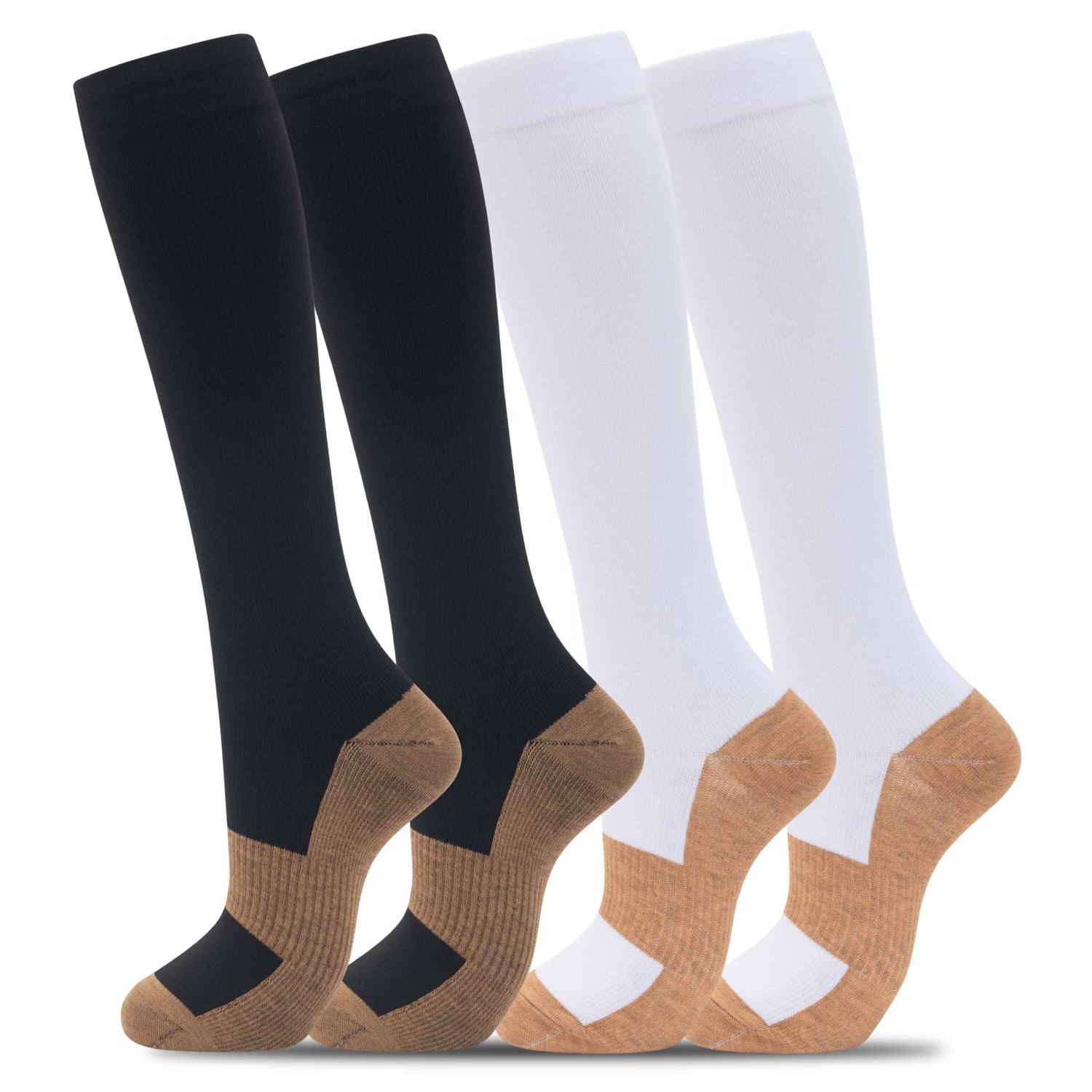 Calcetines de compresión de cobre fenglaoda para hombres y mujeres, 4 pares