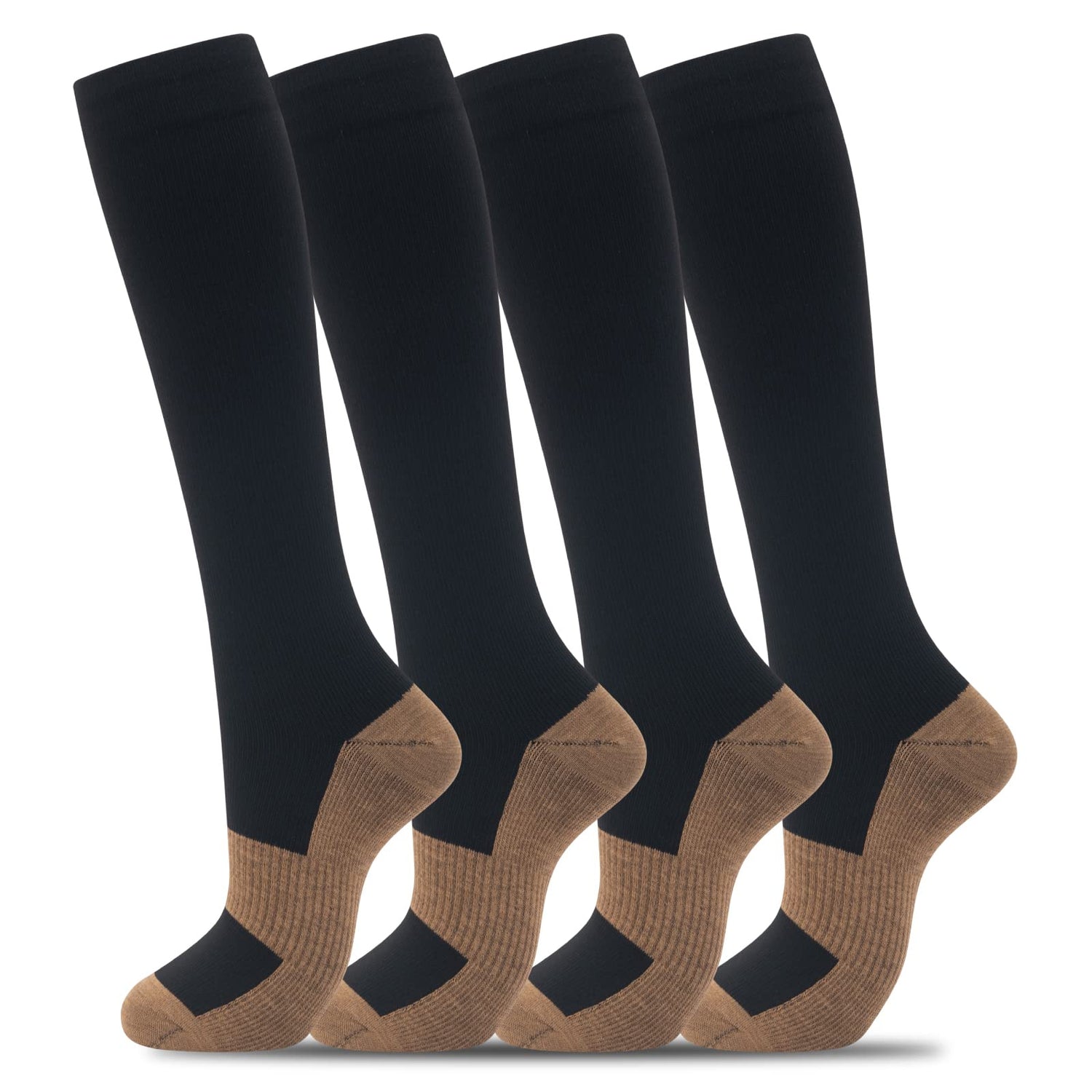 Calcetines de compresión de cobre fenglaoda para hombres y mujeres, 4 pares
