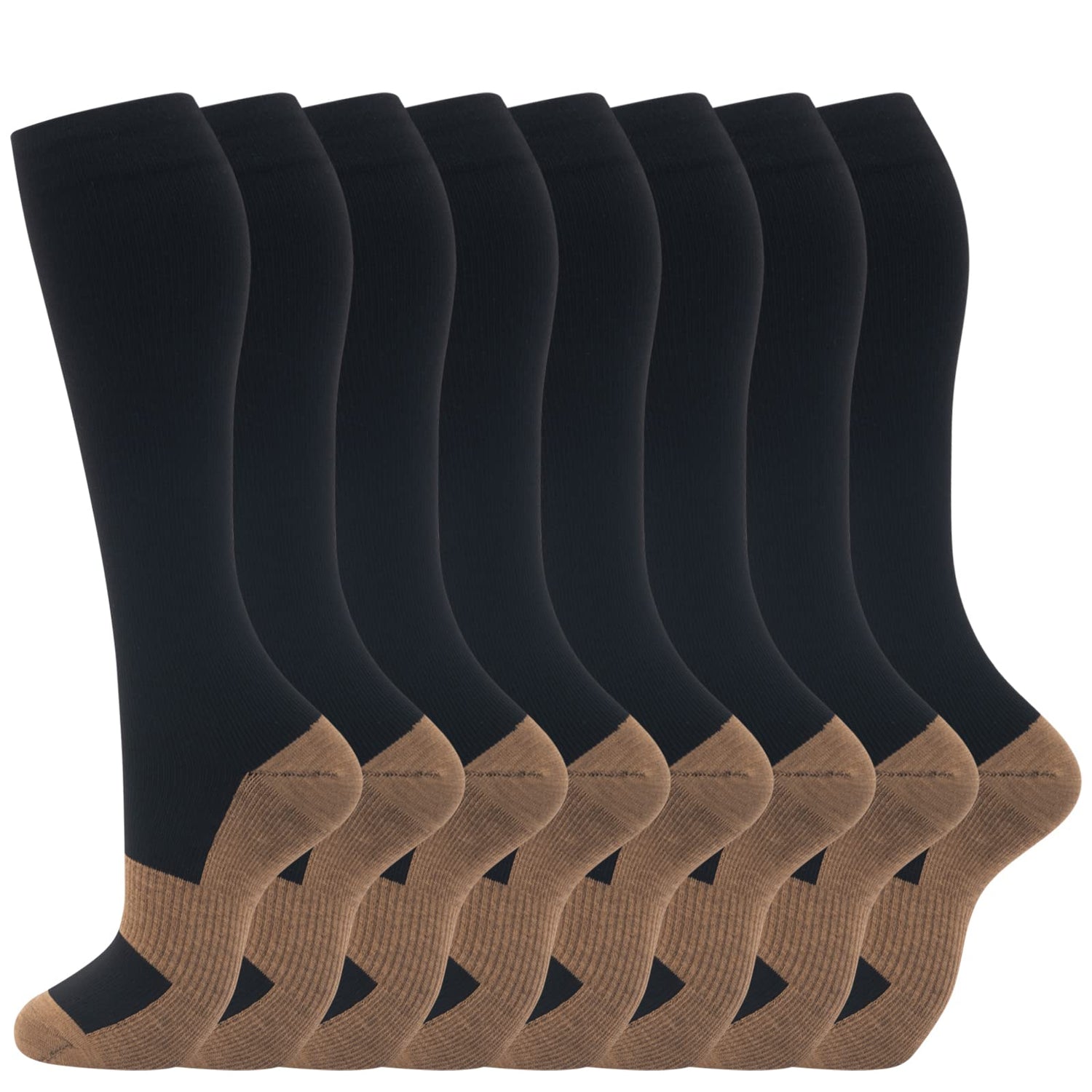 Calcetines de compresión de cobre fenglaoda para hombres y mujeres, 8 pares