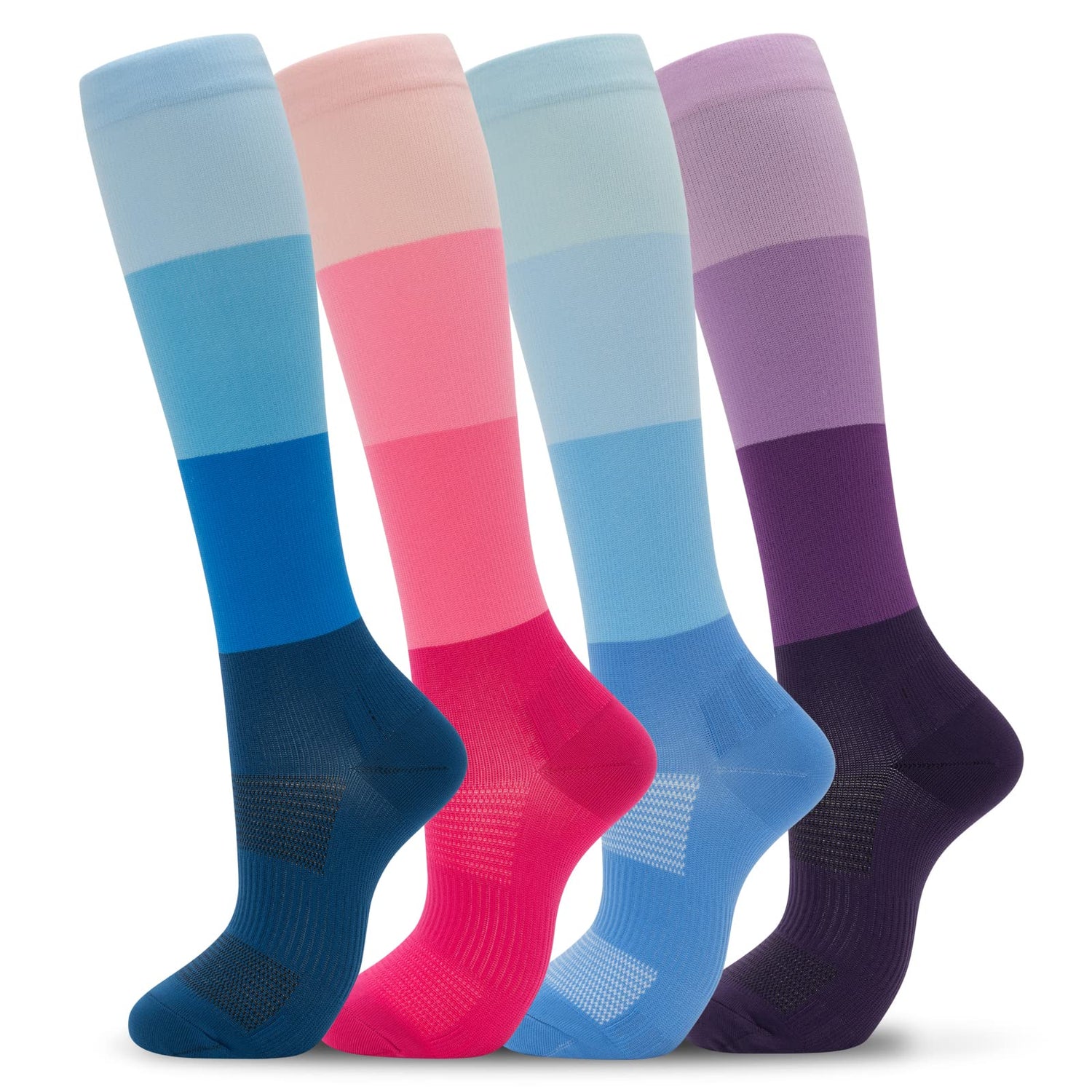 fenglaoda Compression Socks for Women Men 4 Pairs Gradient Color