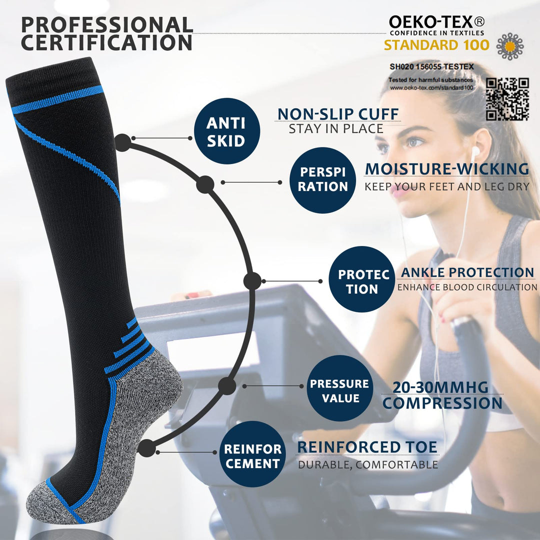 fenglaoda Compression Socks for Women Men 6 Pairs Sports