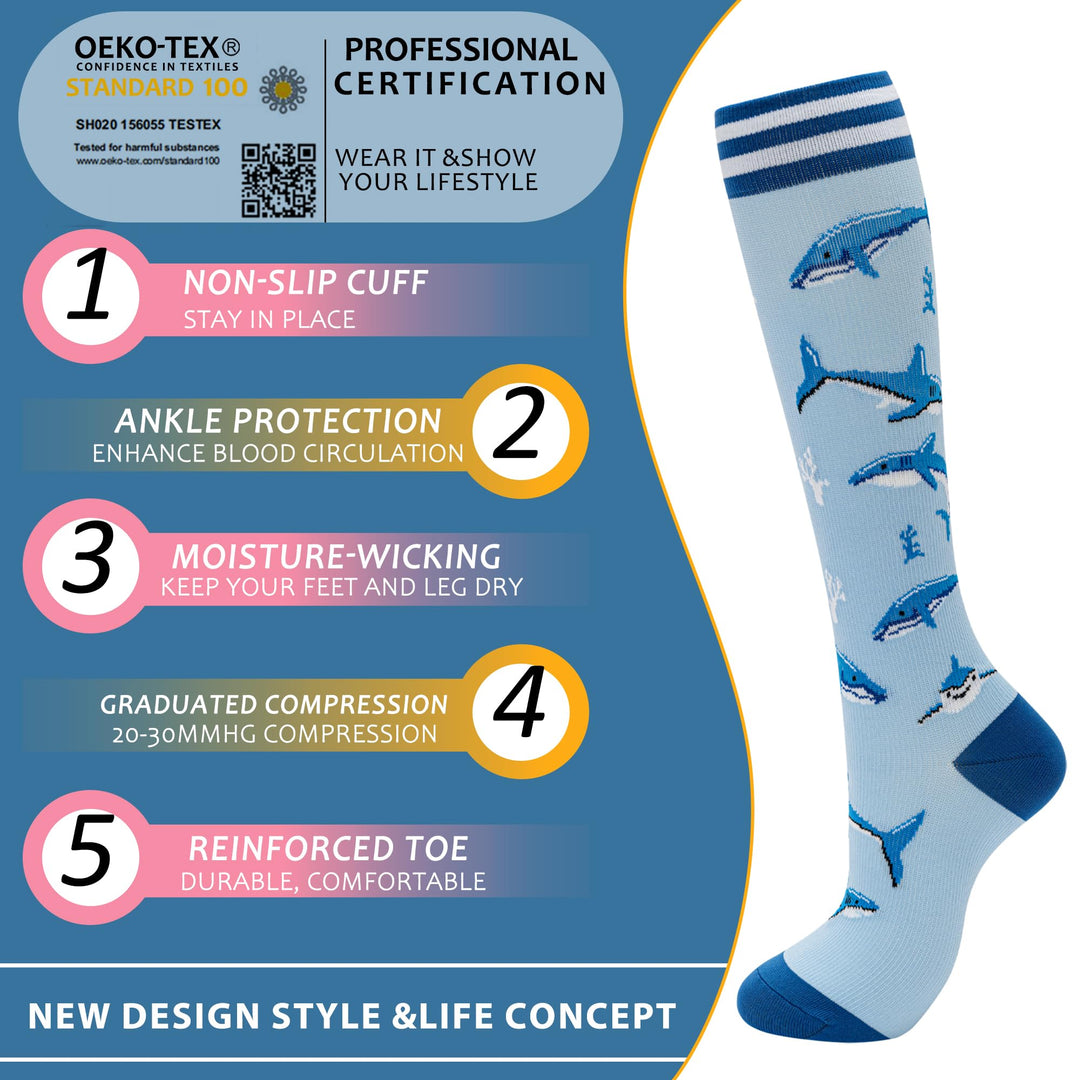 fenglaoda Compression Socks for Women Men 10 Pairs Animal Pattern