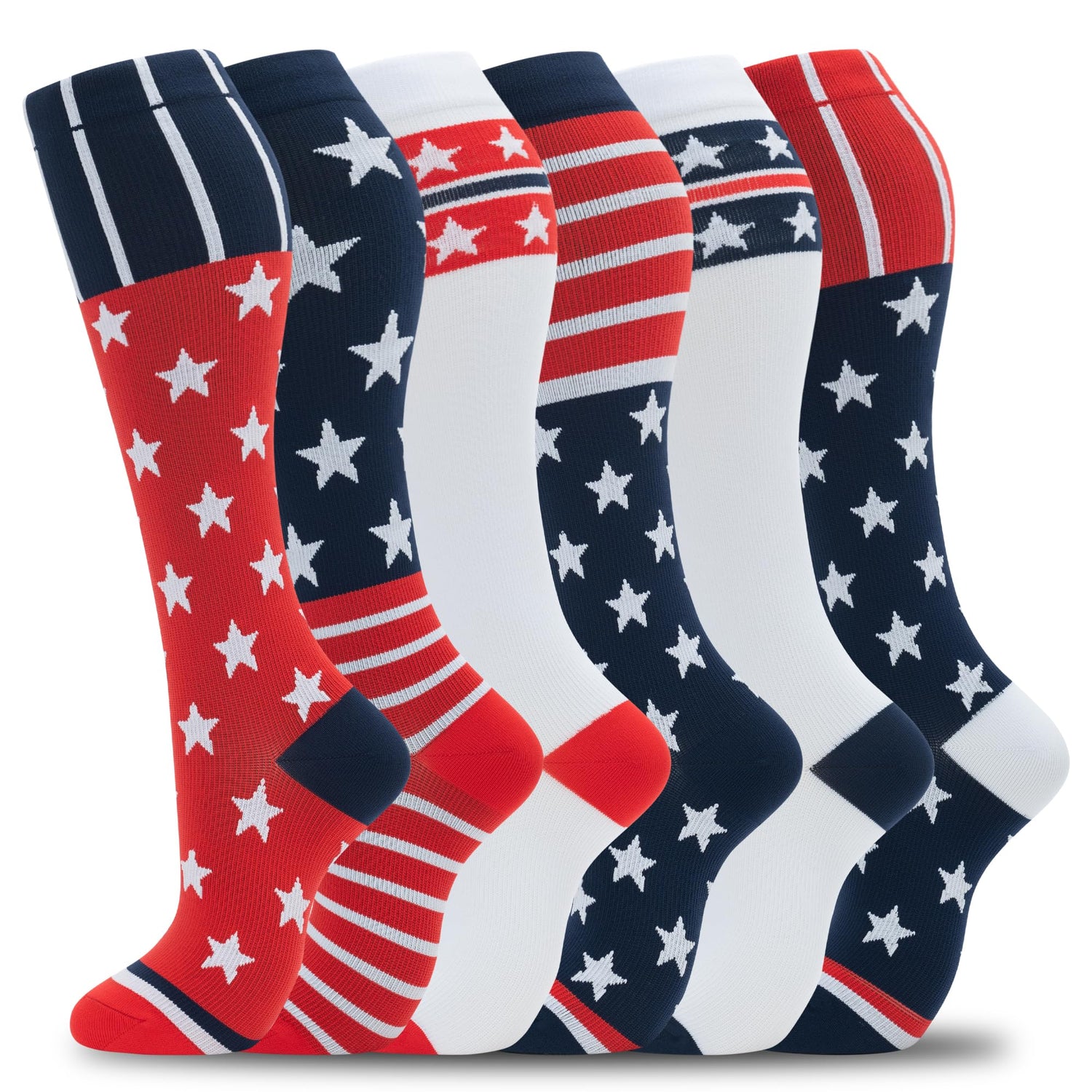 fenglaoda Compression Socks for Women Men 6 Pairs National Flag