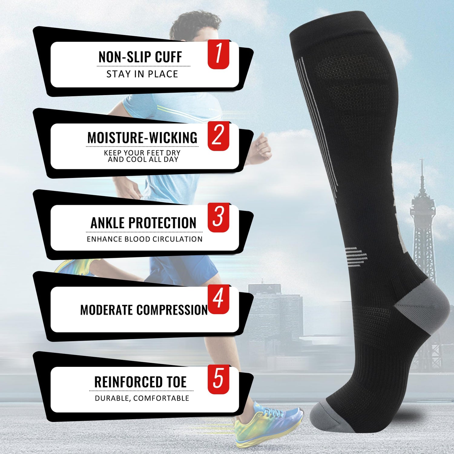 fenglaoda Compression Socks Men 3 Pairs Sports