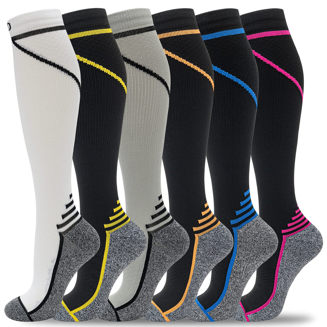 fenglaoda Compression Socks for Women Men 6 Pairs Sports