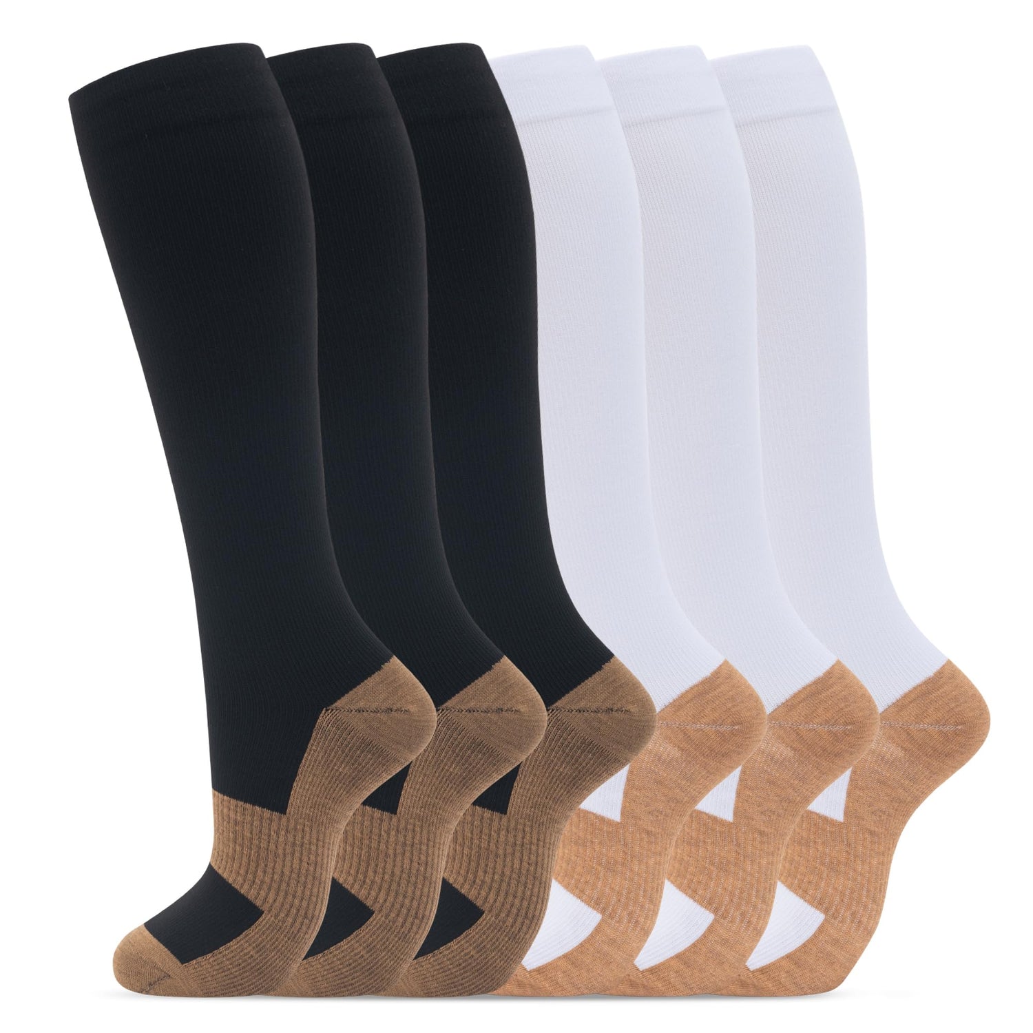 Calcetines de compresión de cobre fenglaoda para hombres y mujeres, 6 pares