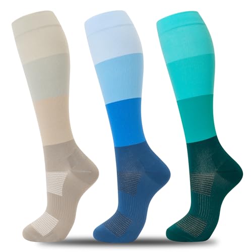 Calcetines de compresión fenglaoda para hombre, 3 pares, color degradado