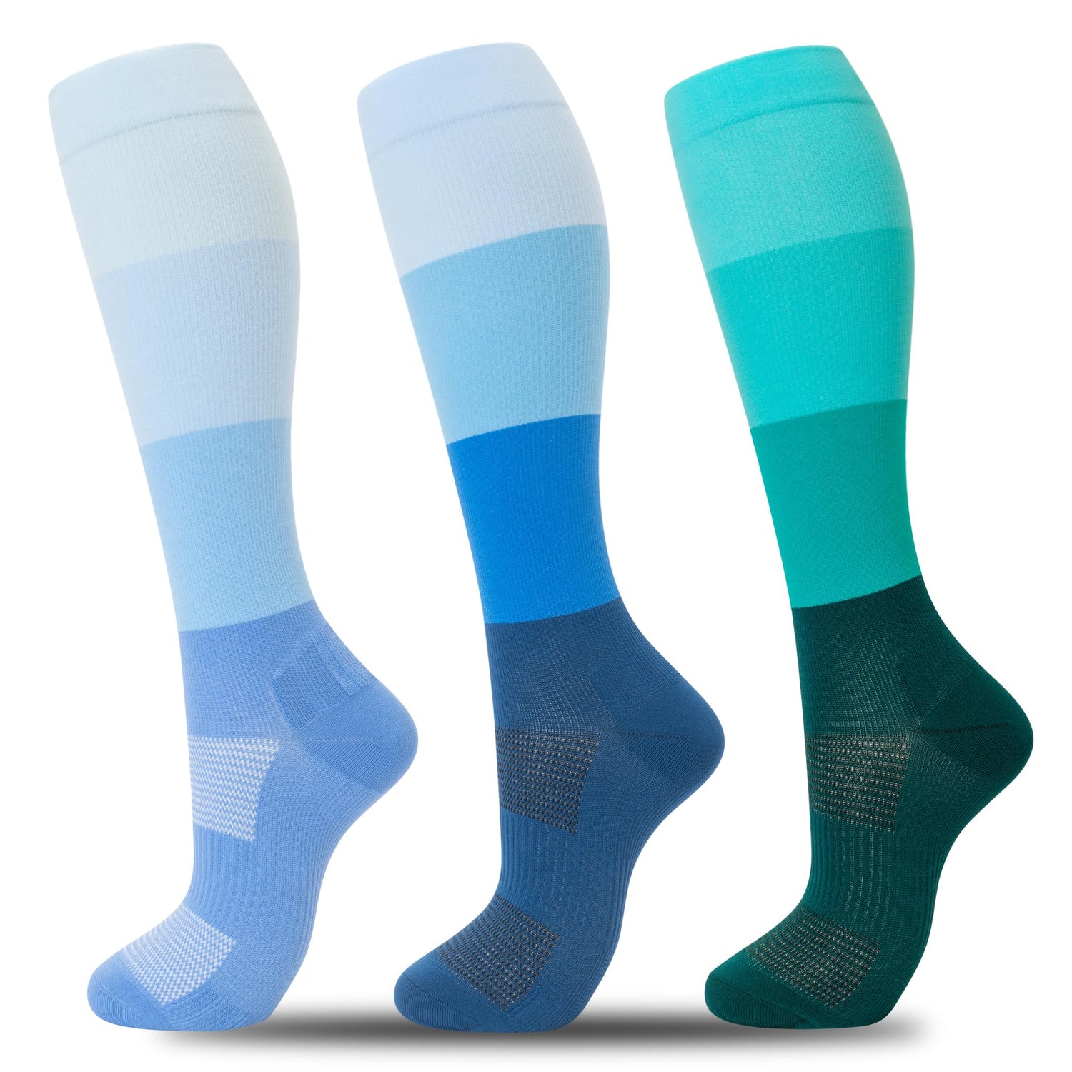 Calcetines de compresión fenglaoda para mujeres y hombres, 3 pares, color degradado
