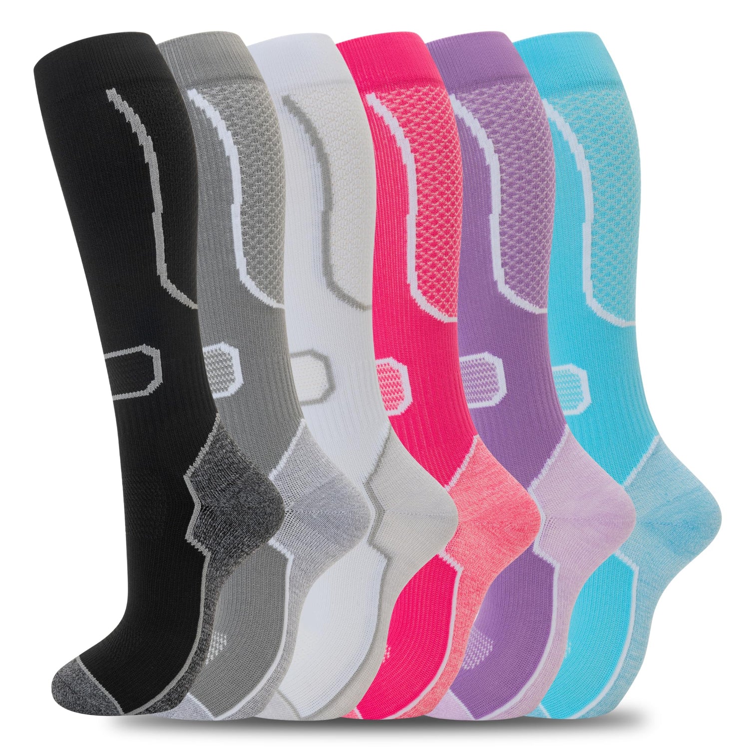 Calcetines de compresión fenglaoda para mujeres y hombres, 6 pares, deportivos