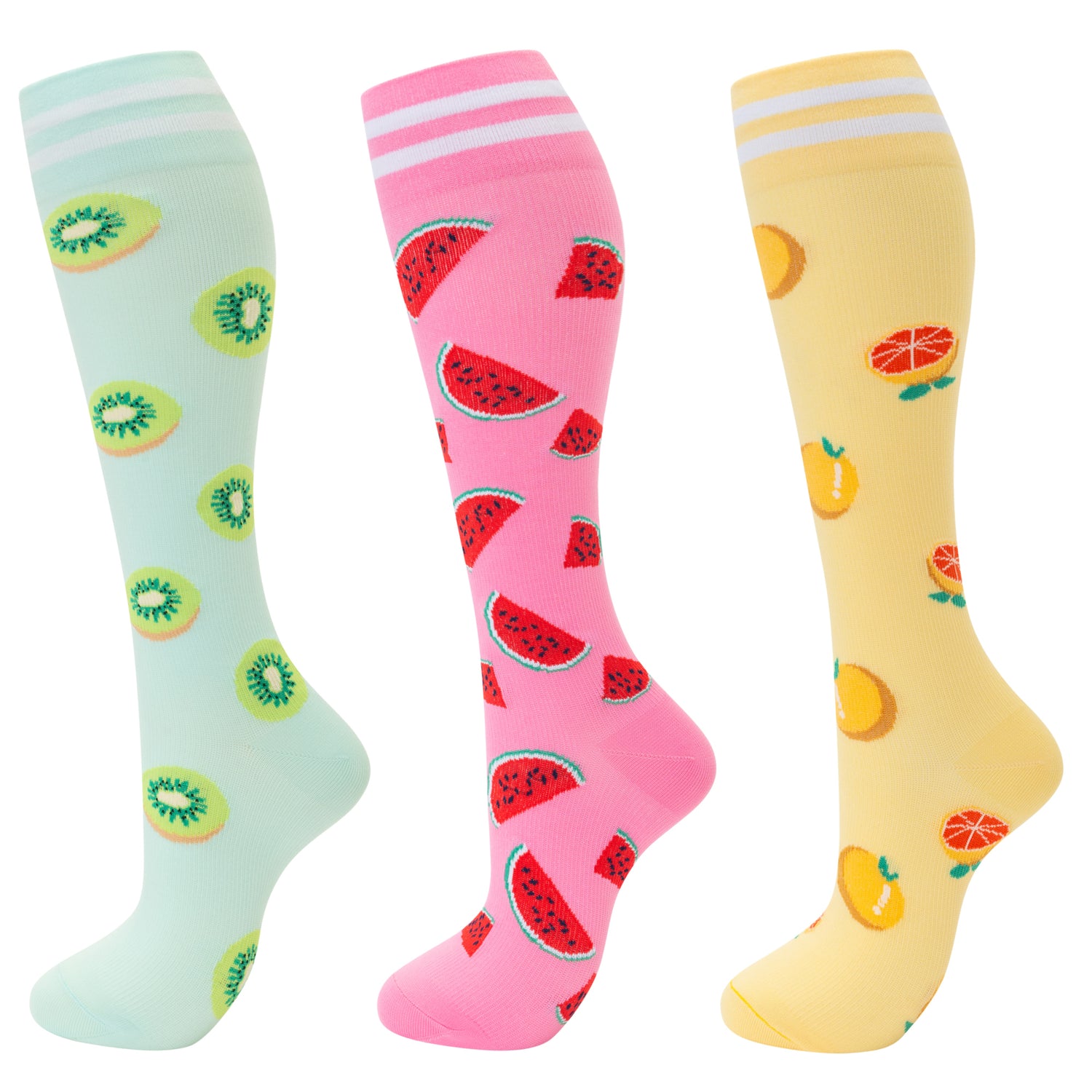 Calcetines de compresión fenglaoda para mujer con estampado de frutas, 4 pares