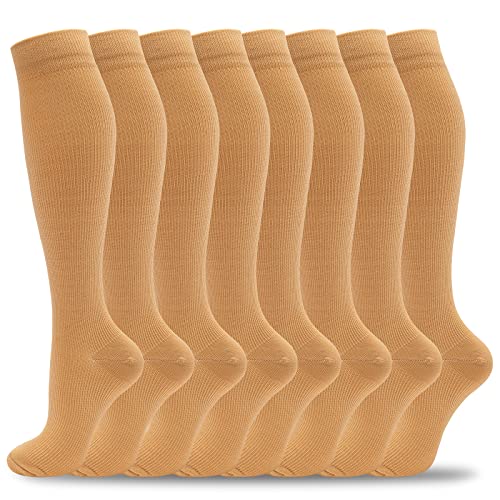 Calcetines de compresión fenglaoda para hombre y mujer, 8 pares, color piel