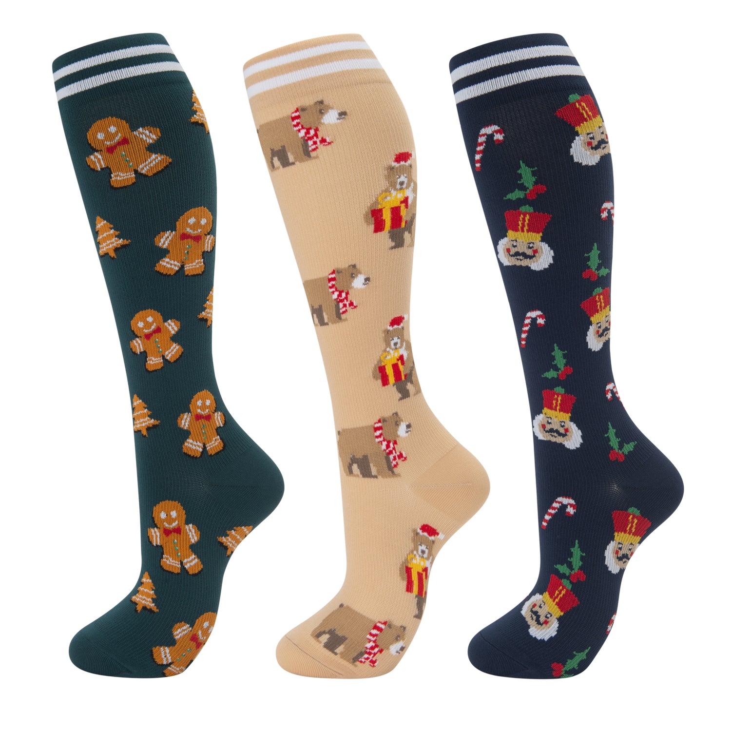 Calcetines de compresión fenglaoda para mujeres y hombres, 3 pares, bandera nacional