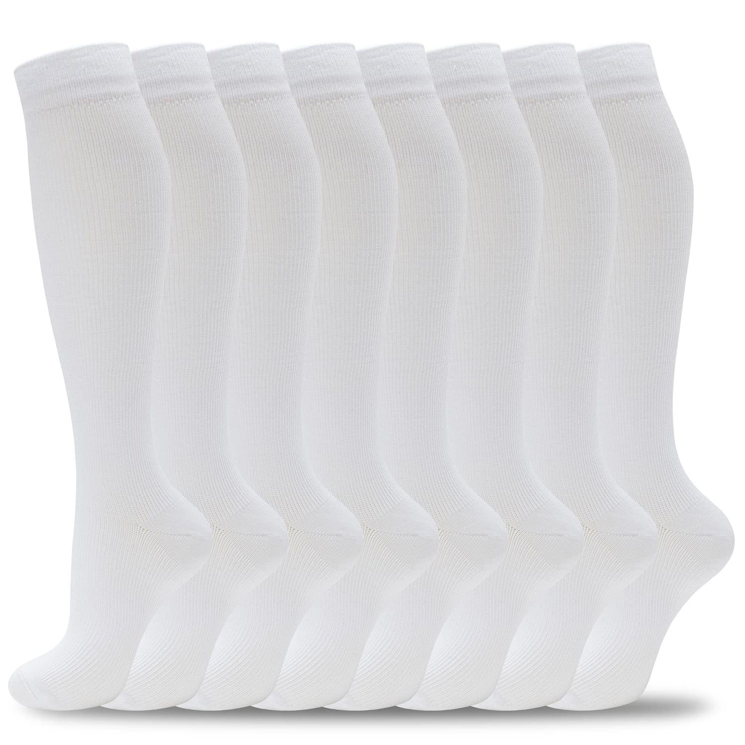 Calcetines de compresión fenglaoda para hombre y mujer, 8 pares, color blanco