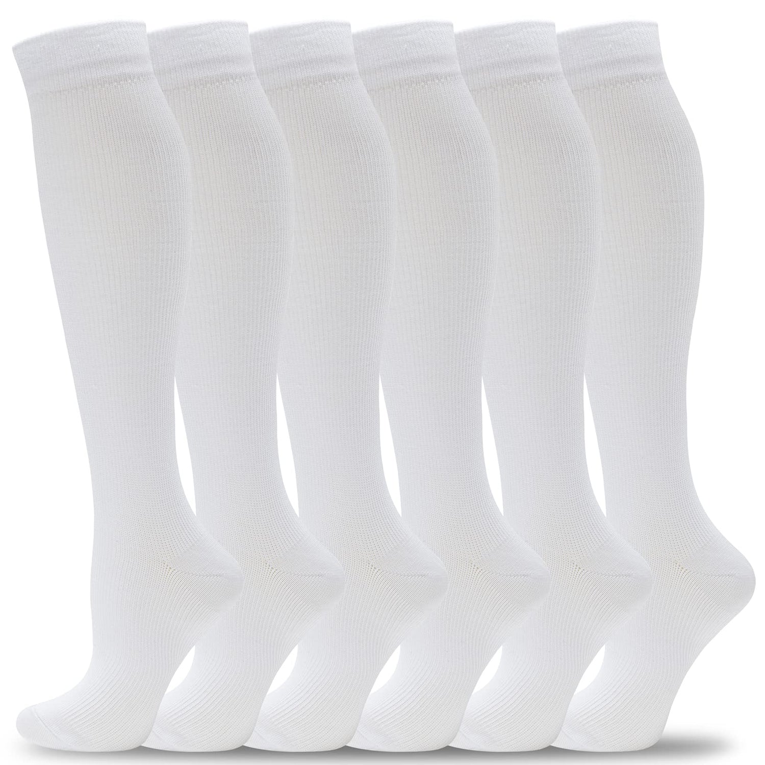 Calcetines de compresión fenglaoda para mujeres y hombres, 6 pares, color blanco