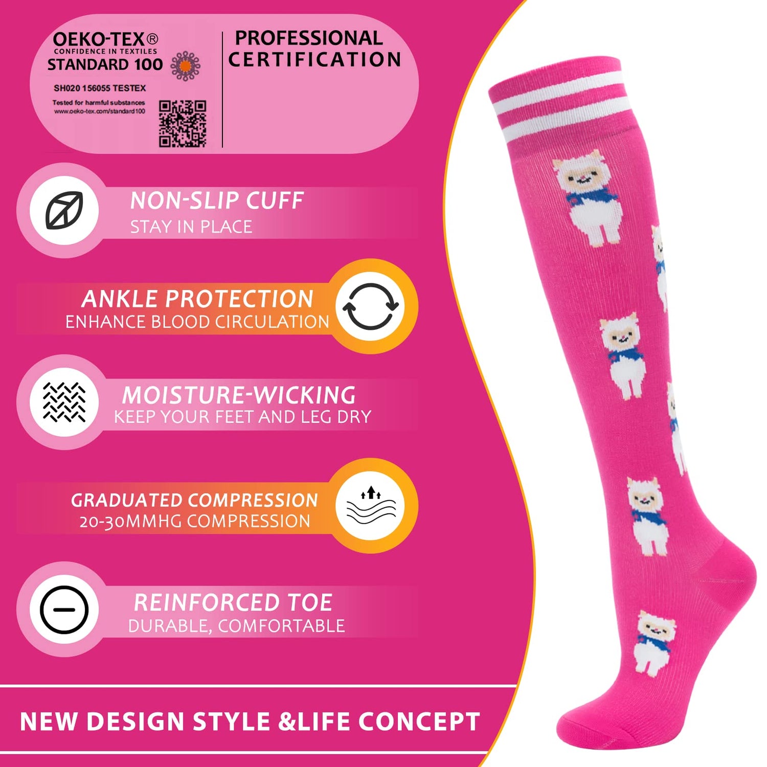 Calcetines de compresión fenglaoda para mujeres y hombres, 10 pares, estampado de animales