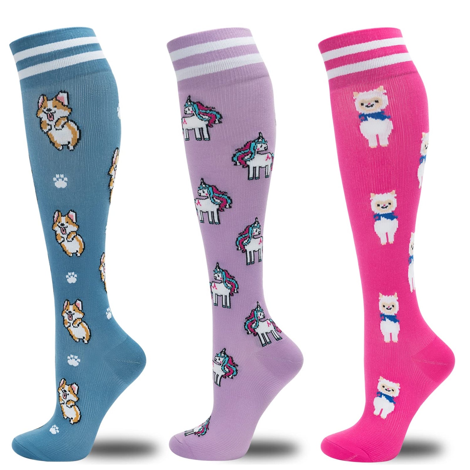 Calcetines de compresión fenglaoda para mujer con estampado animal, 3 pares