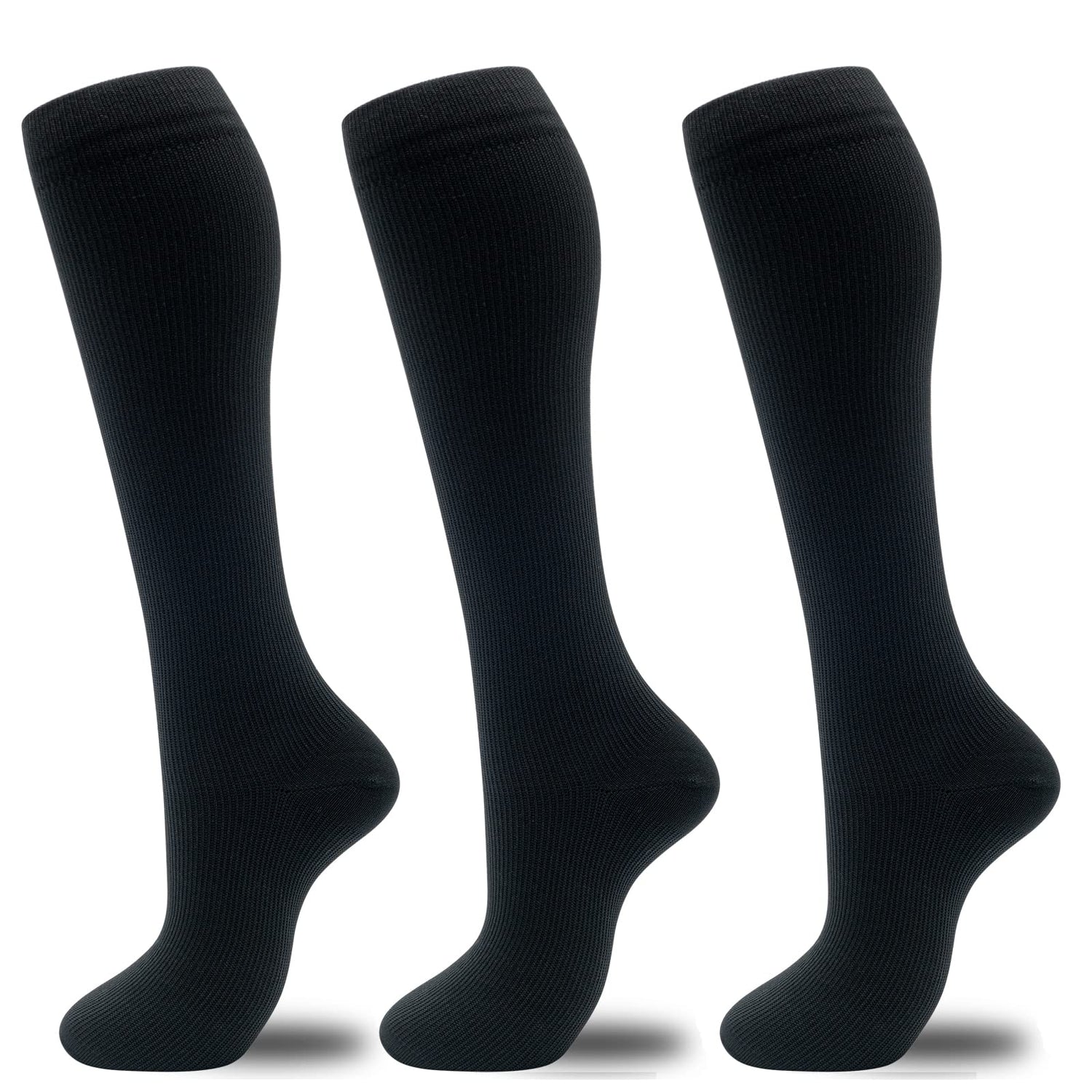 Calcetines de compresión fenglaoda para mujeres y hombres, 3 pares, color negro