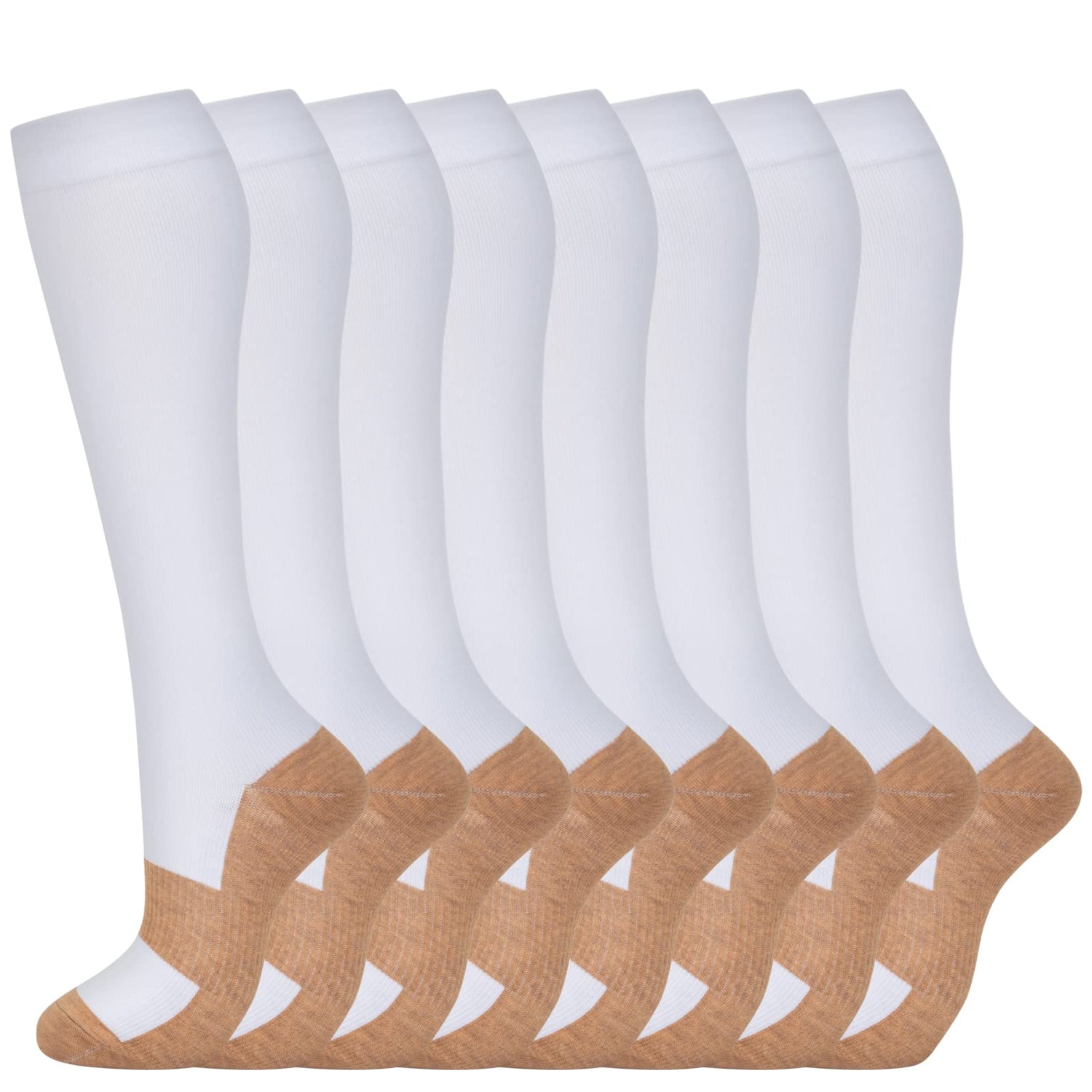 Calcetines de compresión de cobre fenglaoda para hombres y mujeres, 8 pares