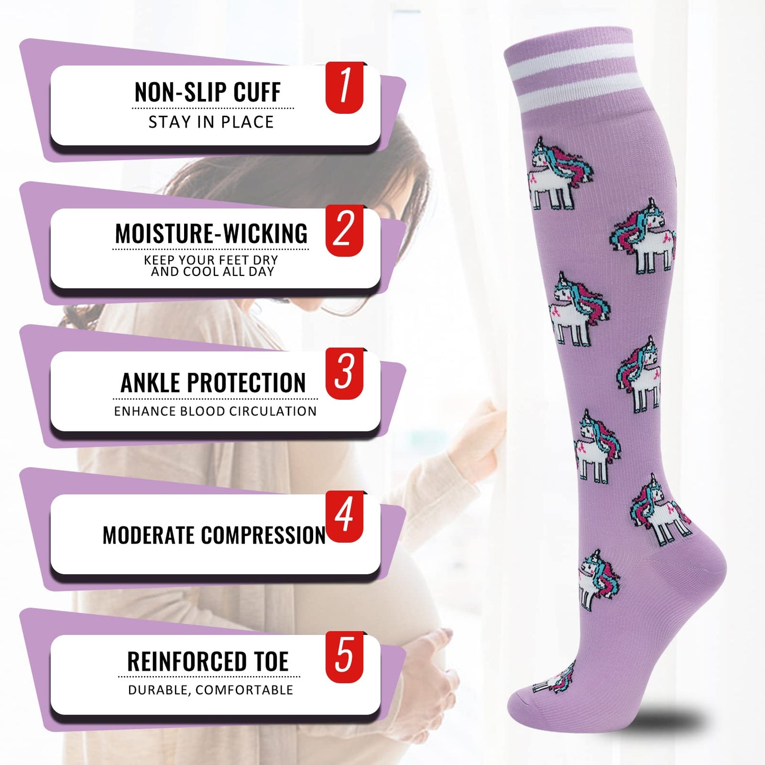 Calcetines de compresión fenglaoda para mujer con estampado animal, 3 pares