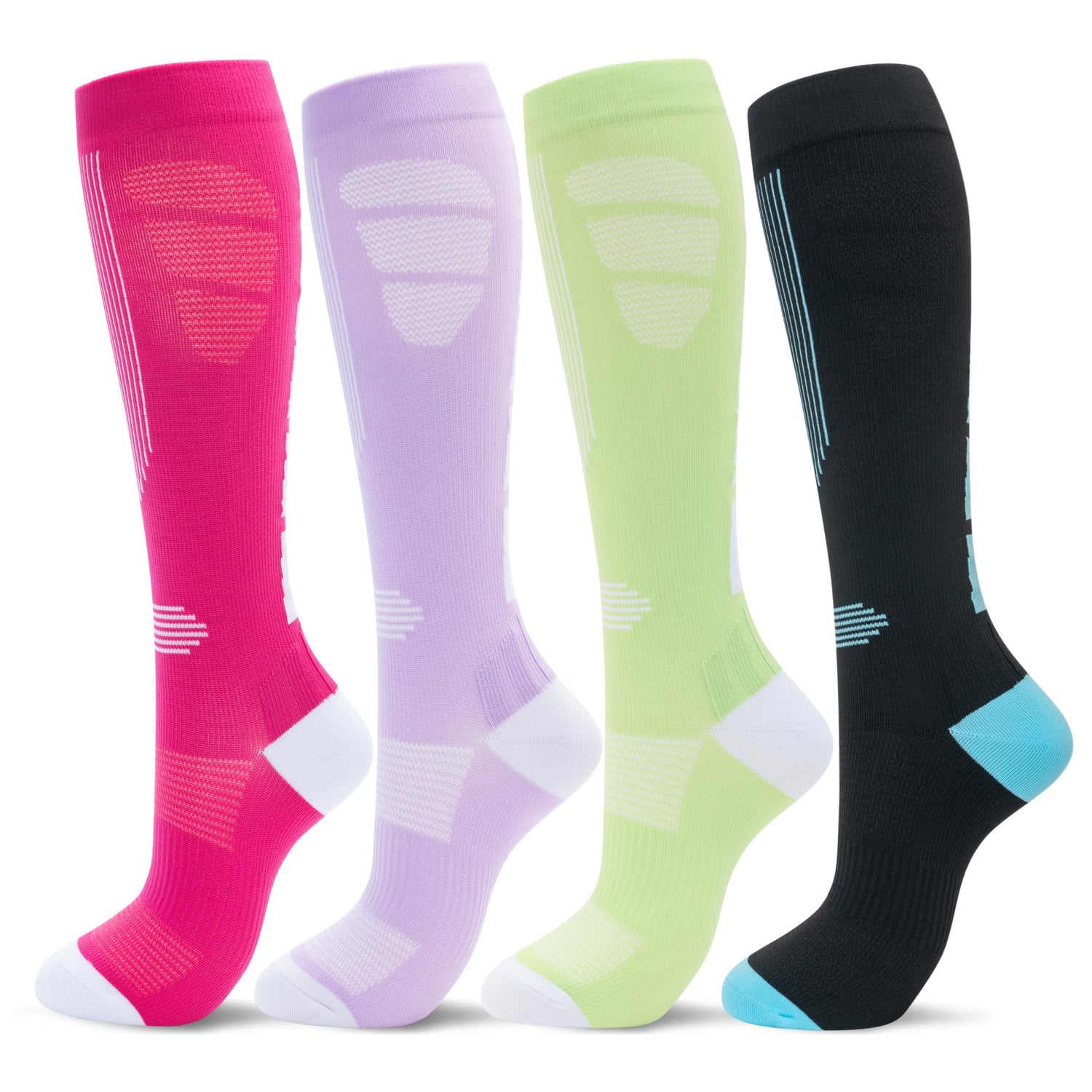 Calcetines de compresión fenglaoda para mujer con estampado floral, 4 pares