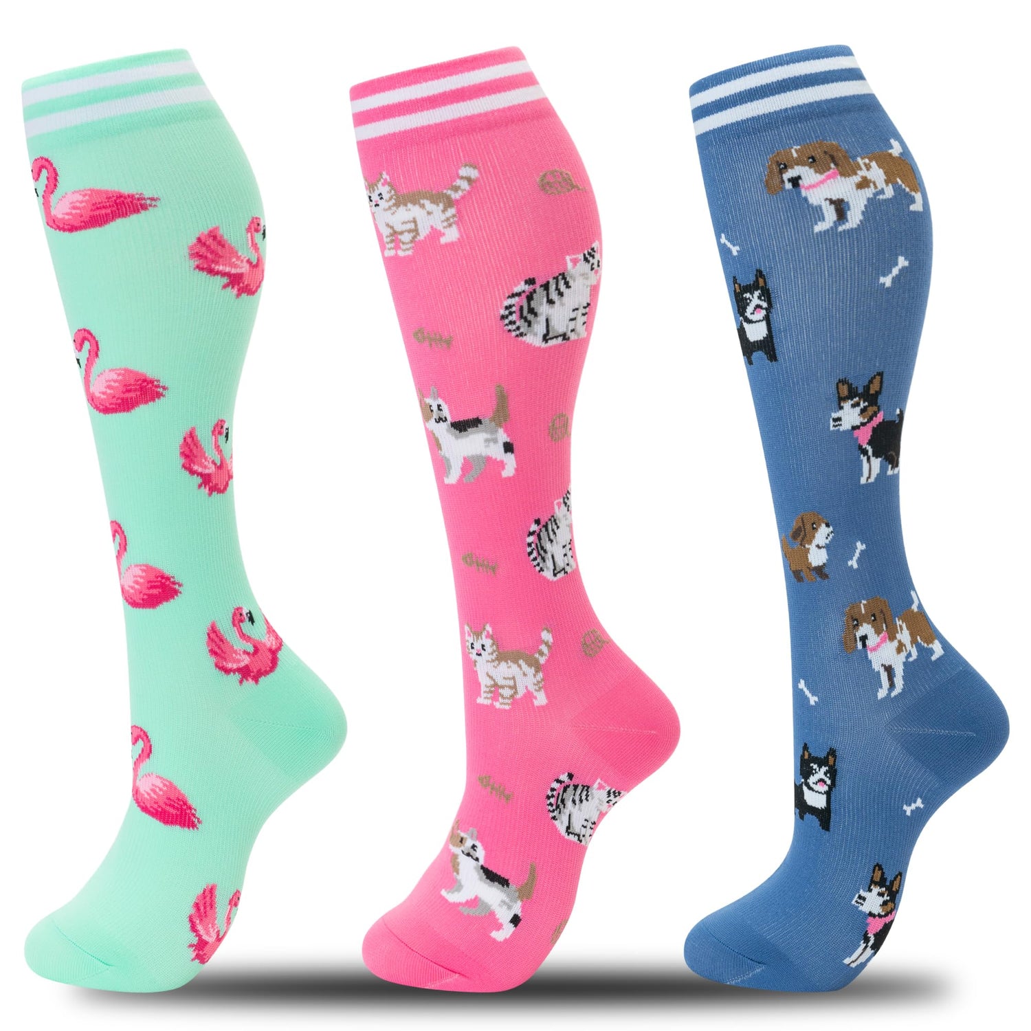 Calcetines de compresión fenglaoda para mujer con estampado animal, 3 pares