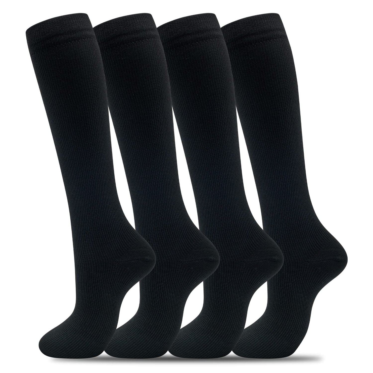 Calcetines de compresión fenglaoda para mujeres y hombres, 4 pares, color negro