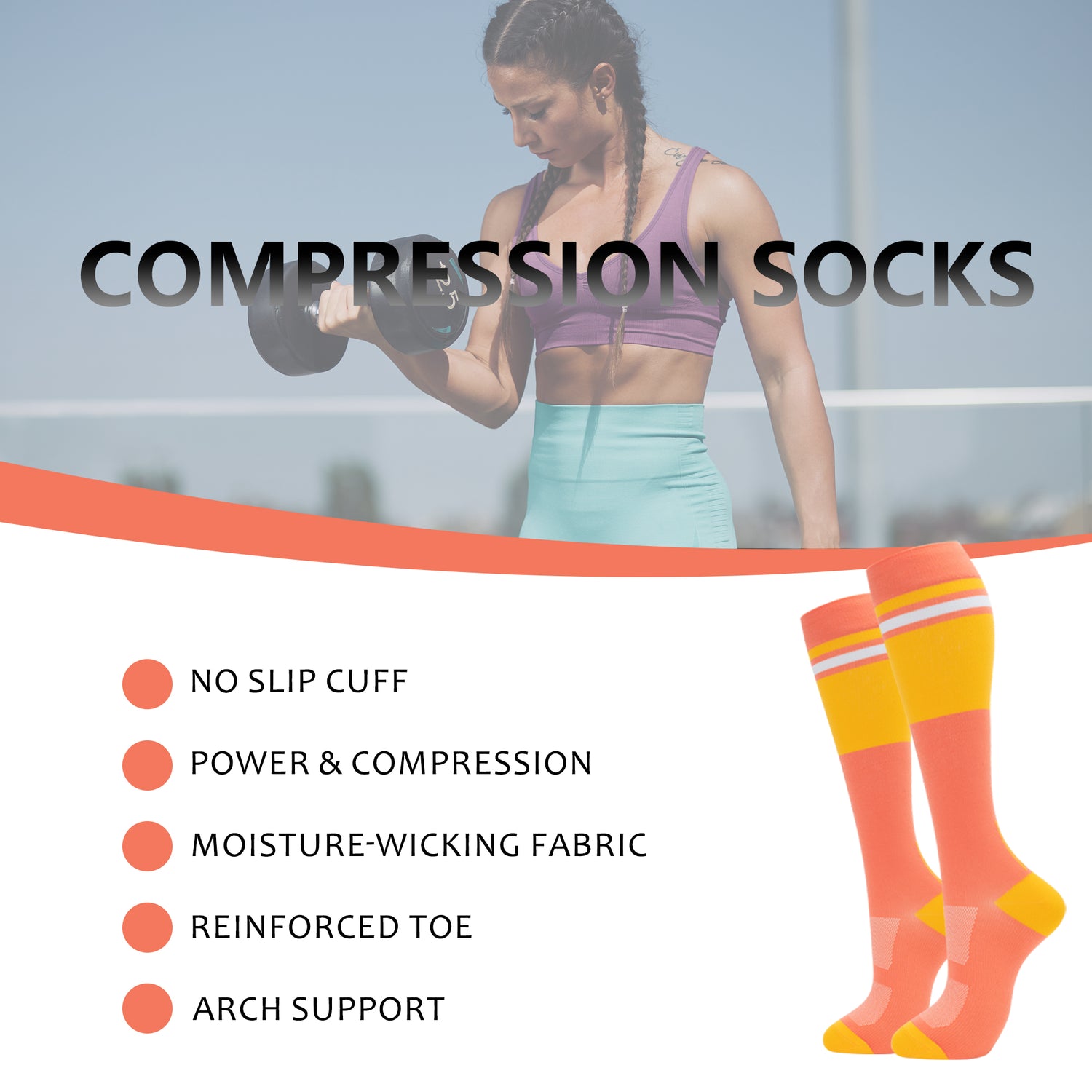 fenglaoda Compression Socks for Women Support Circulation 6 Pairs Socks For Nurse, Travel, Flight