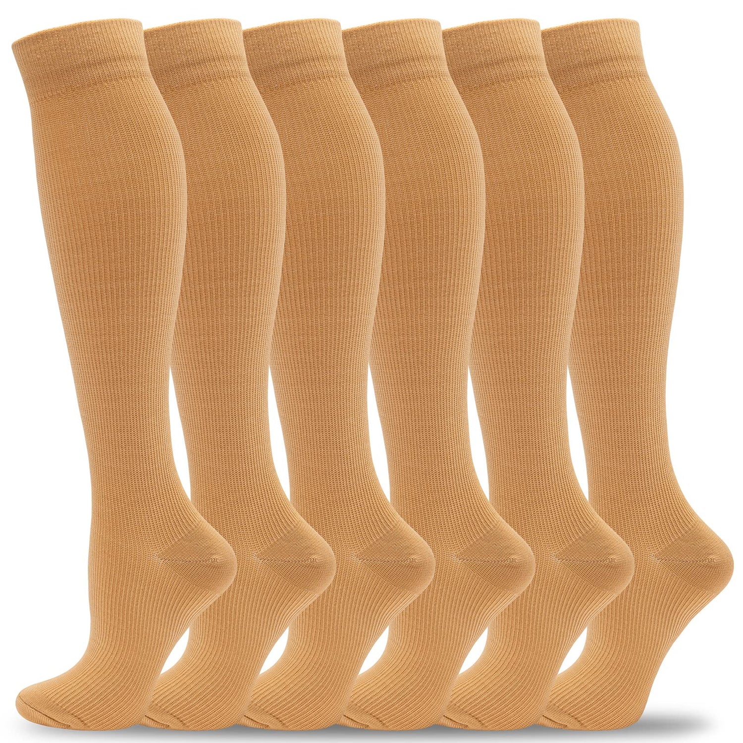 Calcetines de compresión fenglaoda para mujeres y hombres, 6 pares, color piel