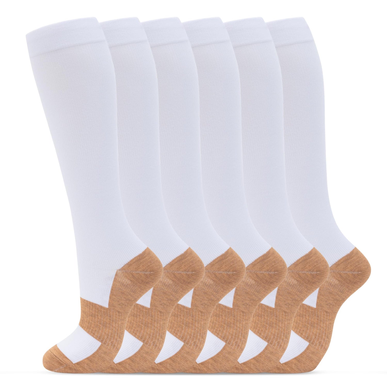 Calcetines de compresión de cobre fenglaoda para hombres y mujeres, 6 pares