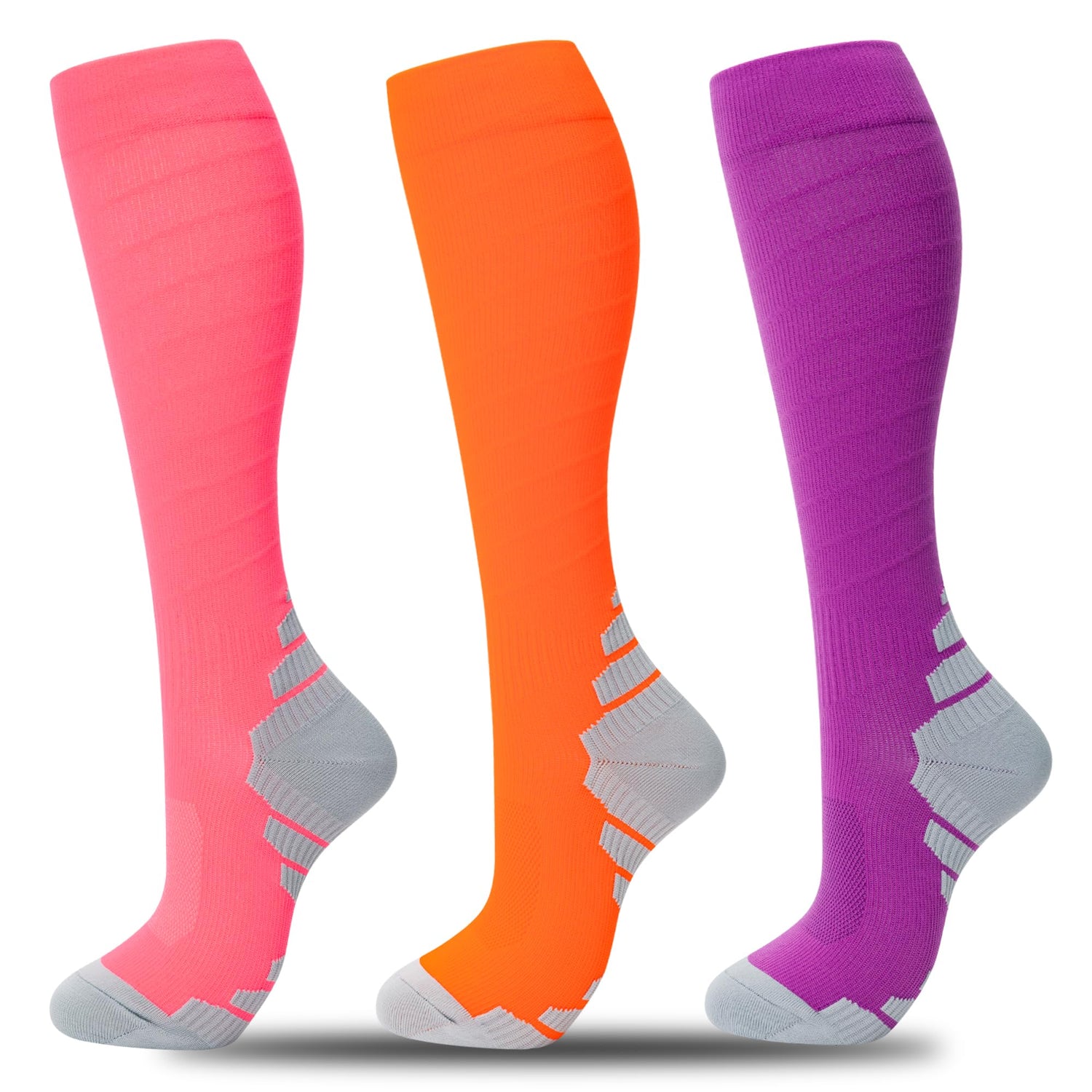 Calcetines de compresión fenglaoda para mujeres y hombres, 3 pares, color fluorescente