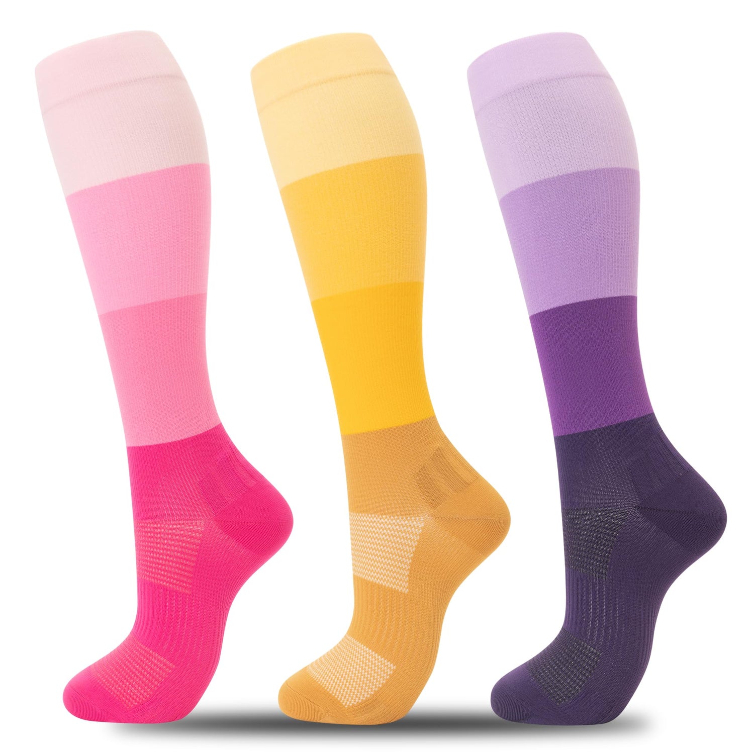 Calcetines de compresión fenglaoda para mujer, 3 pares, color degradado